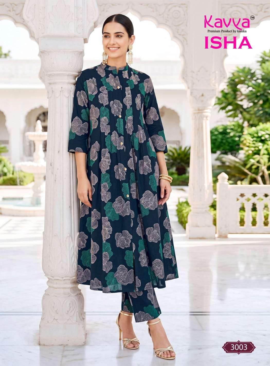 KAVYA ISHA VOL 3 TOP STITCHED PLEATS & CHINESE COLLAR AND POCKET CORD SET DAILY ROUTINE
